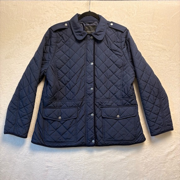 Talbots‎ Jacket Women Sz XL Blue Quilted Barn Snap Front Pockets Lightweight - Picture 1 of 10